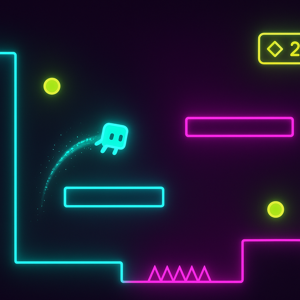 screenshot: neon platformer cabinet
